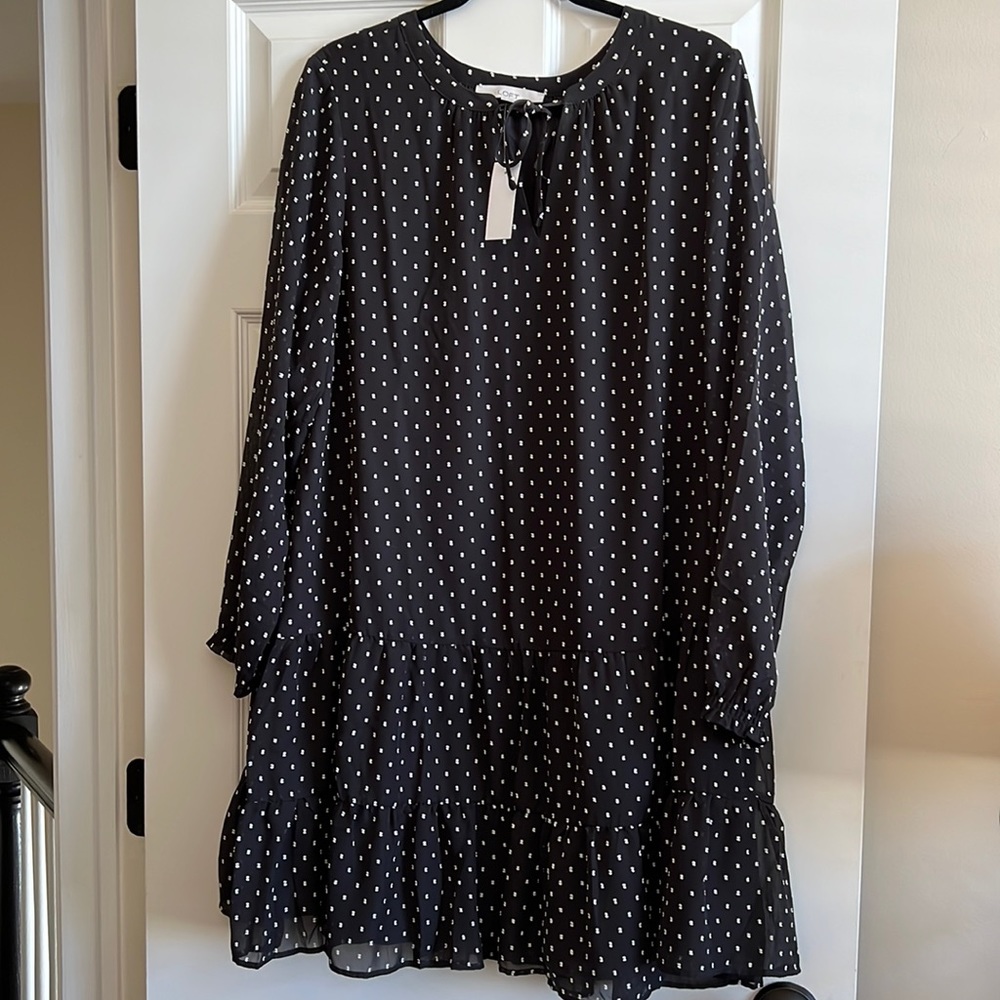 Loft Black Dot Dress Long Sleeve NWT - Sz XL